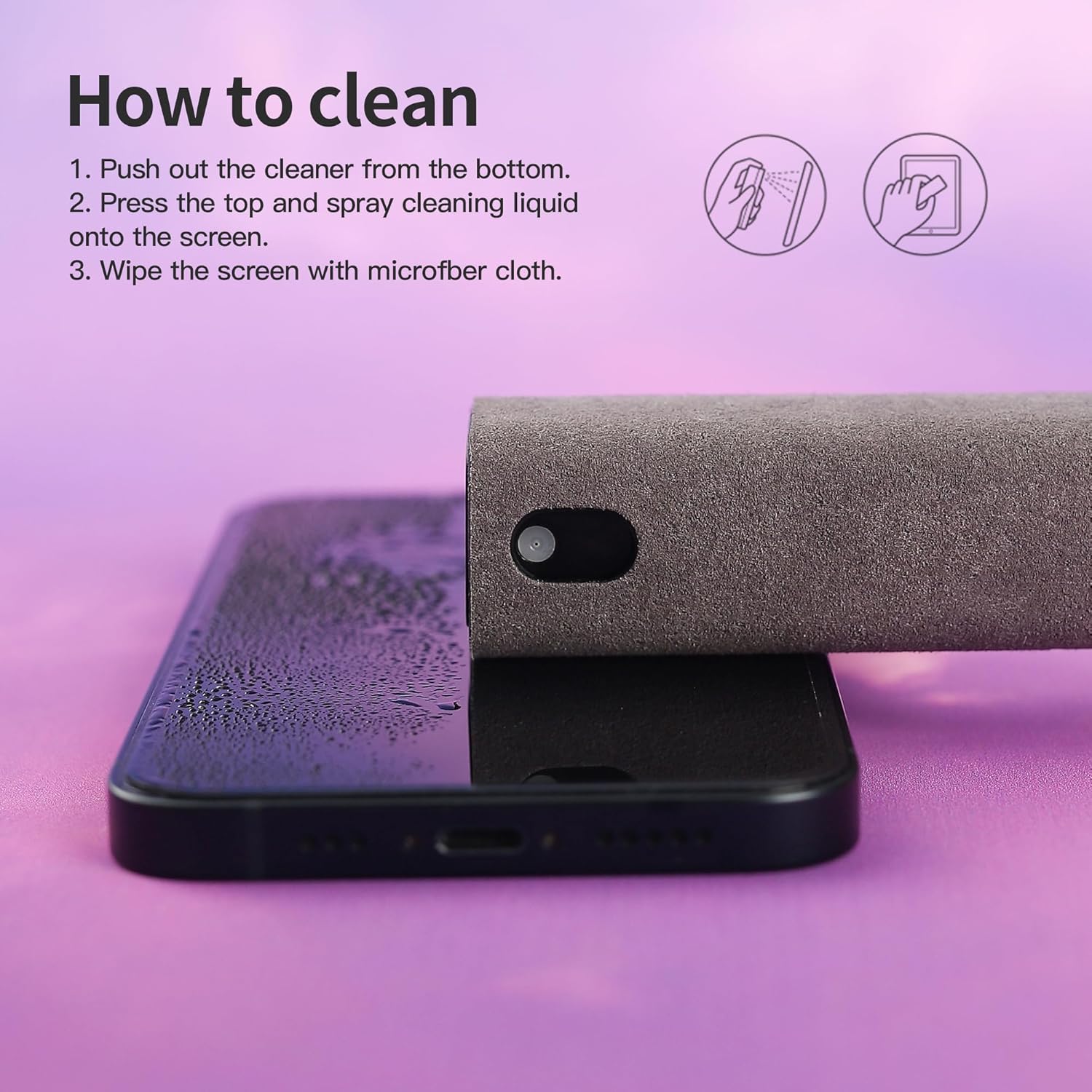 All-in-One Portable Screen Cleaner with Spray & Wipe