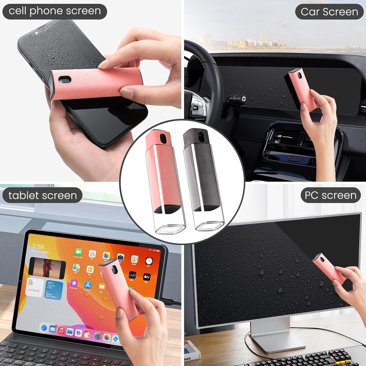 All-in-One Portable Screen Cleaner with Spray & Wipe