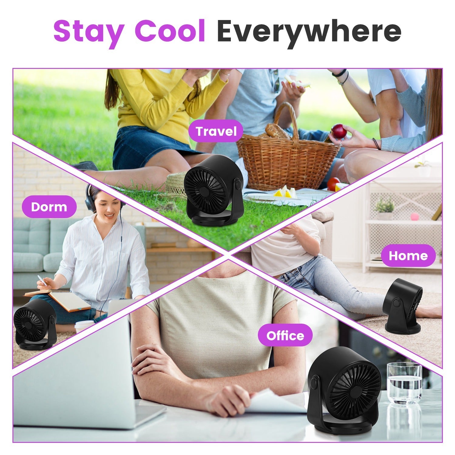 Rechargeable Mini Desk & Wall Fan